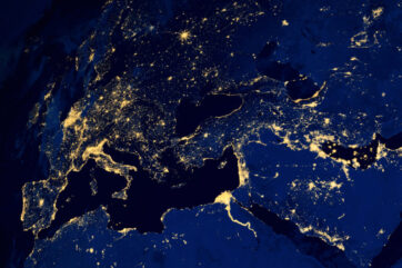 Satellite map of European cities