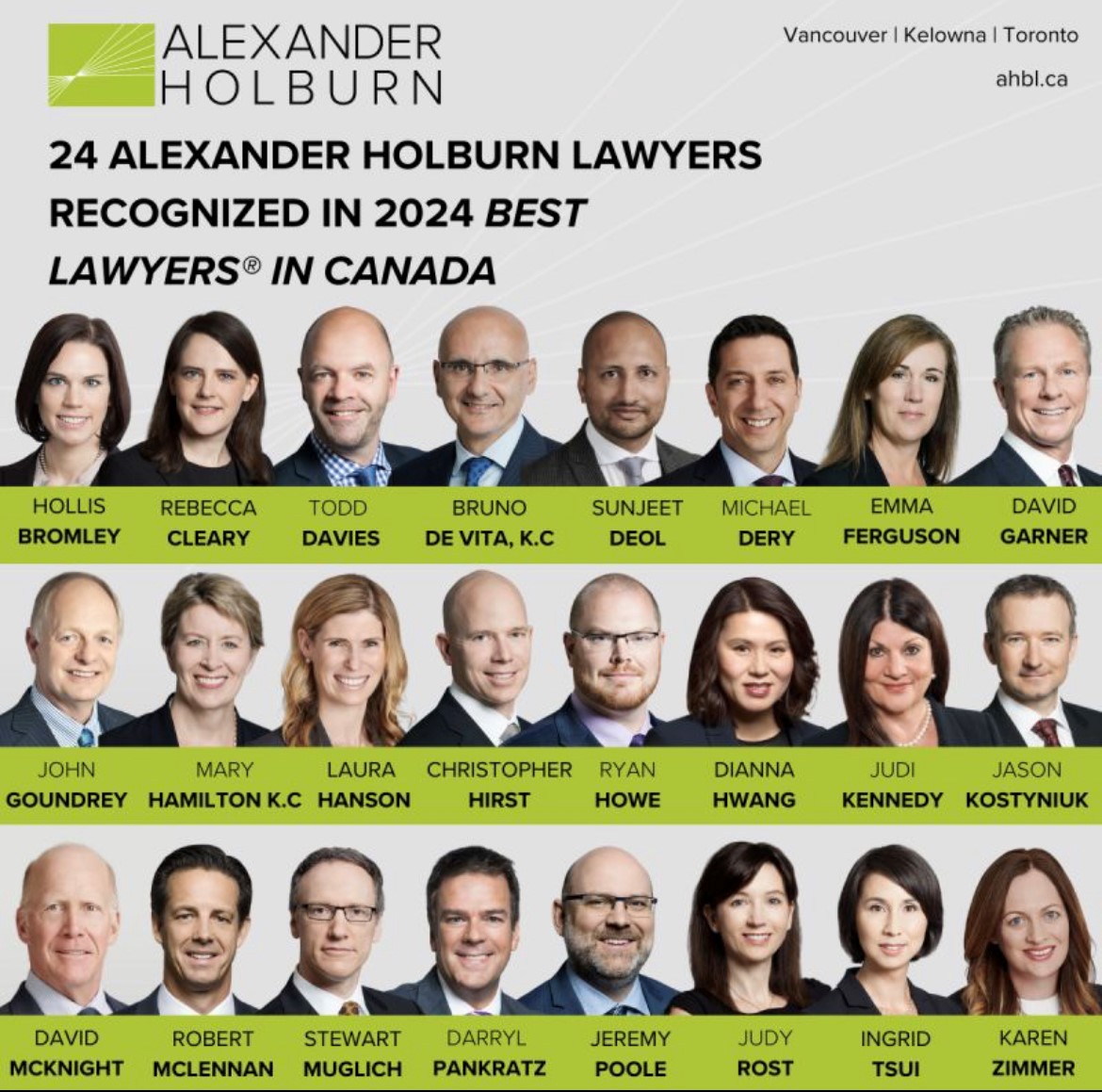 24 Alexander Holburn Lawyers Recognised in 2024 Best Lawyers® In Canada